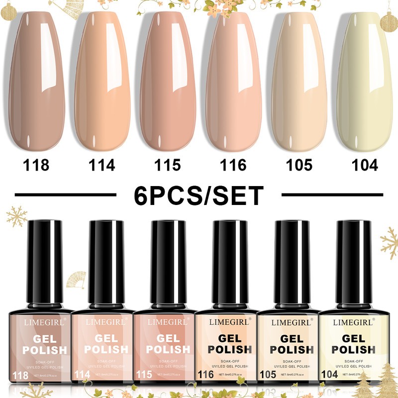 6 Pcs Set Gel Nail Polish Set Summer Glitter Neon Nail Art LED UV Semi Permanent Gel Varnish Nail Ar