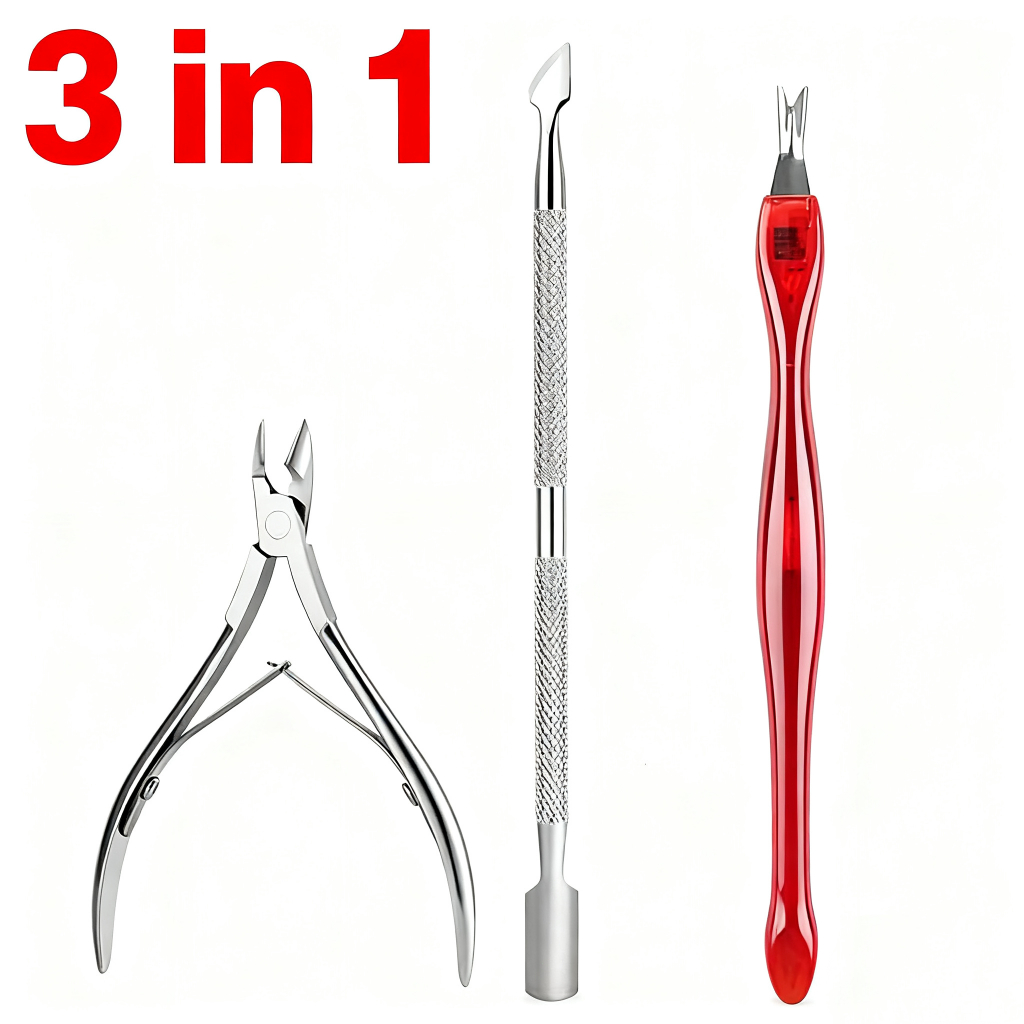 3 in 1 Cuticle Nipper Pedicure Manicure Nail Cuticle Pusher Nail Polish Removal Dead Skin Remover