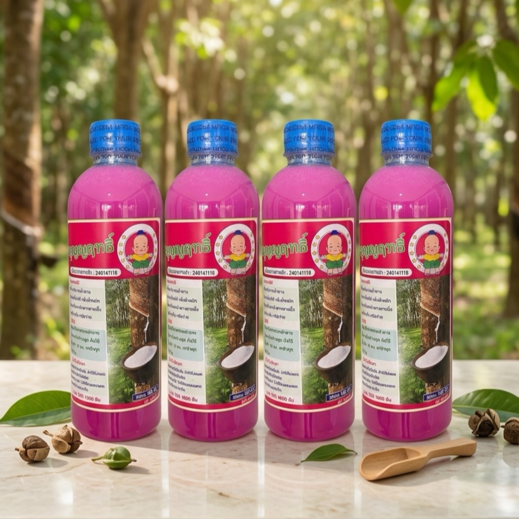 น้ำหมักบุญญฤทธิ์ 4 ขวด น้ำหมักเพิ่มน้ำยาง บำรุงหน้ายางปลอดสารเร่ง