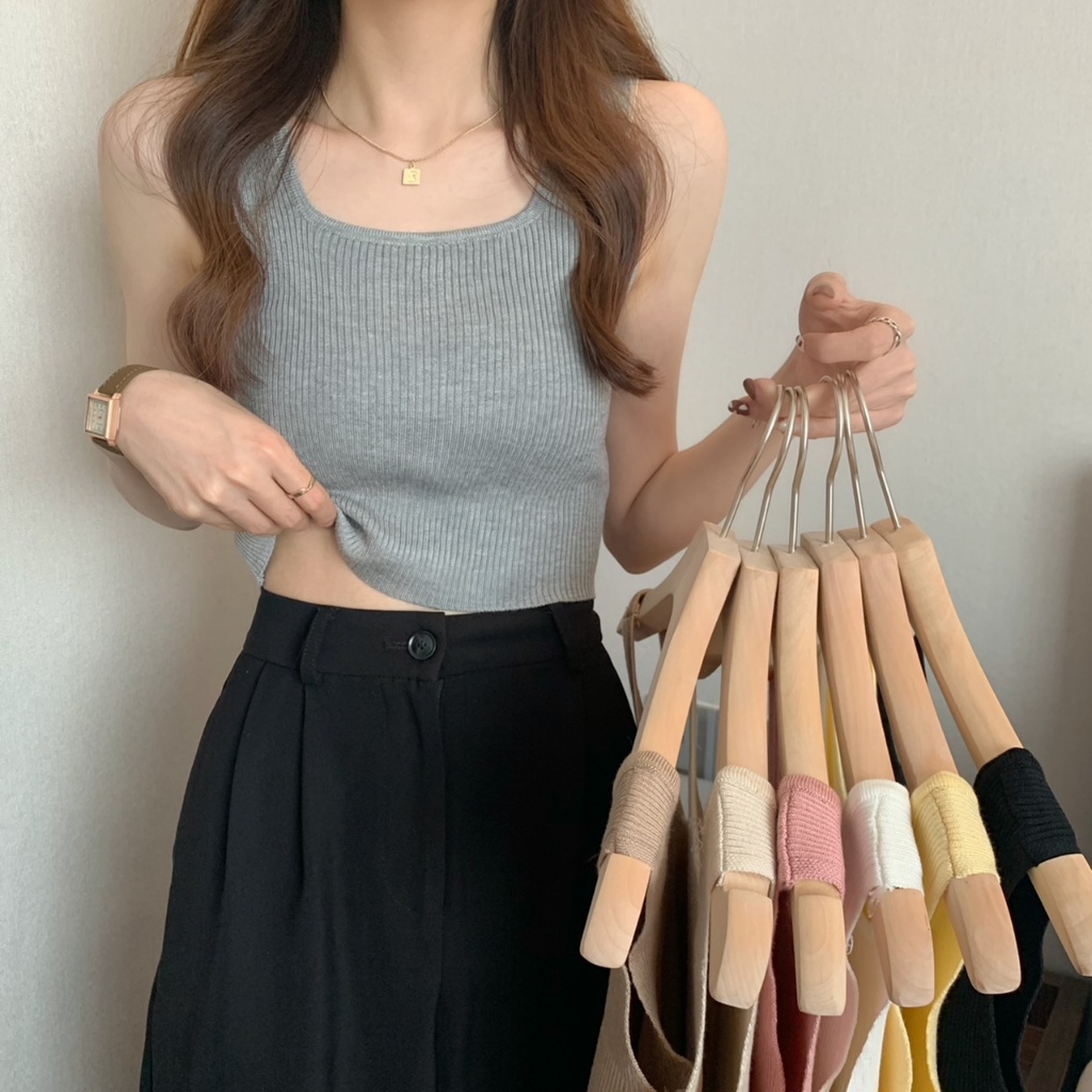 เสื้อกล้ามครอป เสื้อเเขนกุด ผ้ายืดเยอะ ยืดตามตัวได้ สาวอวบใส่ได้ ระบายอากาศดี#1902234