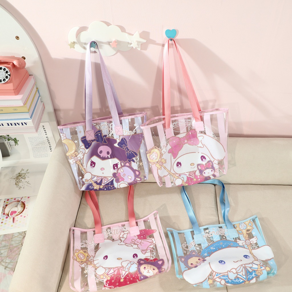 พร้อมส่ง!! กระเป๋าสะพาย กระเป๋าถือ กระเป๋าใส ลายการ์ตูน วัสดุPVC สีสวยสดใส น่ารัก มีหลายลายให้เลือก ส่งจากไทย