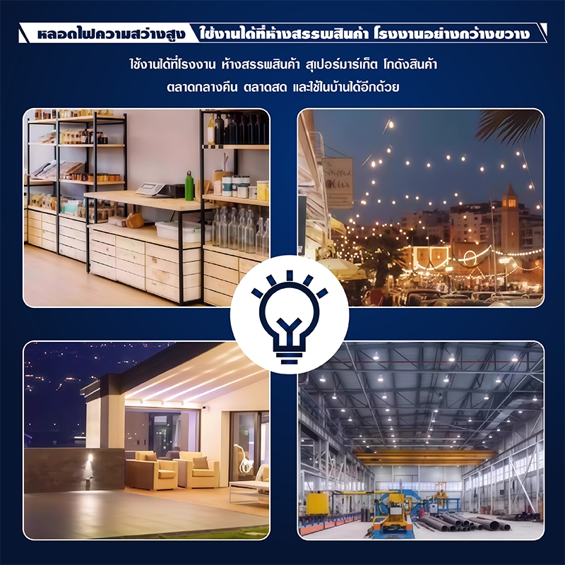 หลอดไฟ LED ทรงกระบอก แสงขาว ขั้ว E27 48W 58W 68W 88W ประหยัดไฟ สว่างสูง ราคา ถูกที่สุด ดีลบีเคเค แกลเลอรีภาพที่ 8