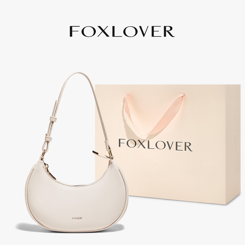 FOXLOVER กระเป๋าสะพาย  รูปร่างพระจันทร์เสี้ยว  กระเป๋าถือแฟชั่น  รักแร้  กระเป๋าหนัง  มัลติฟังก์ชัน  กระเป๋าสะพายข