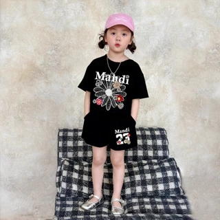 PRINCESS KESLI ชุดเซ็ทเด็ก แฟชั่นเด็ก เสื้อแขนสั้นกางเกงขาสั้น ลำลองกีฬา 2ชิ้น สไตล์เกาหลี ฤดูร้อน 2-12 ปี