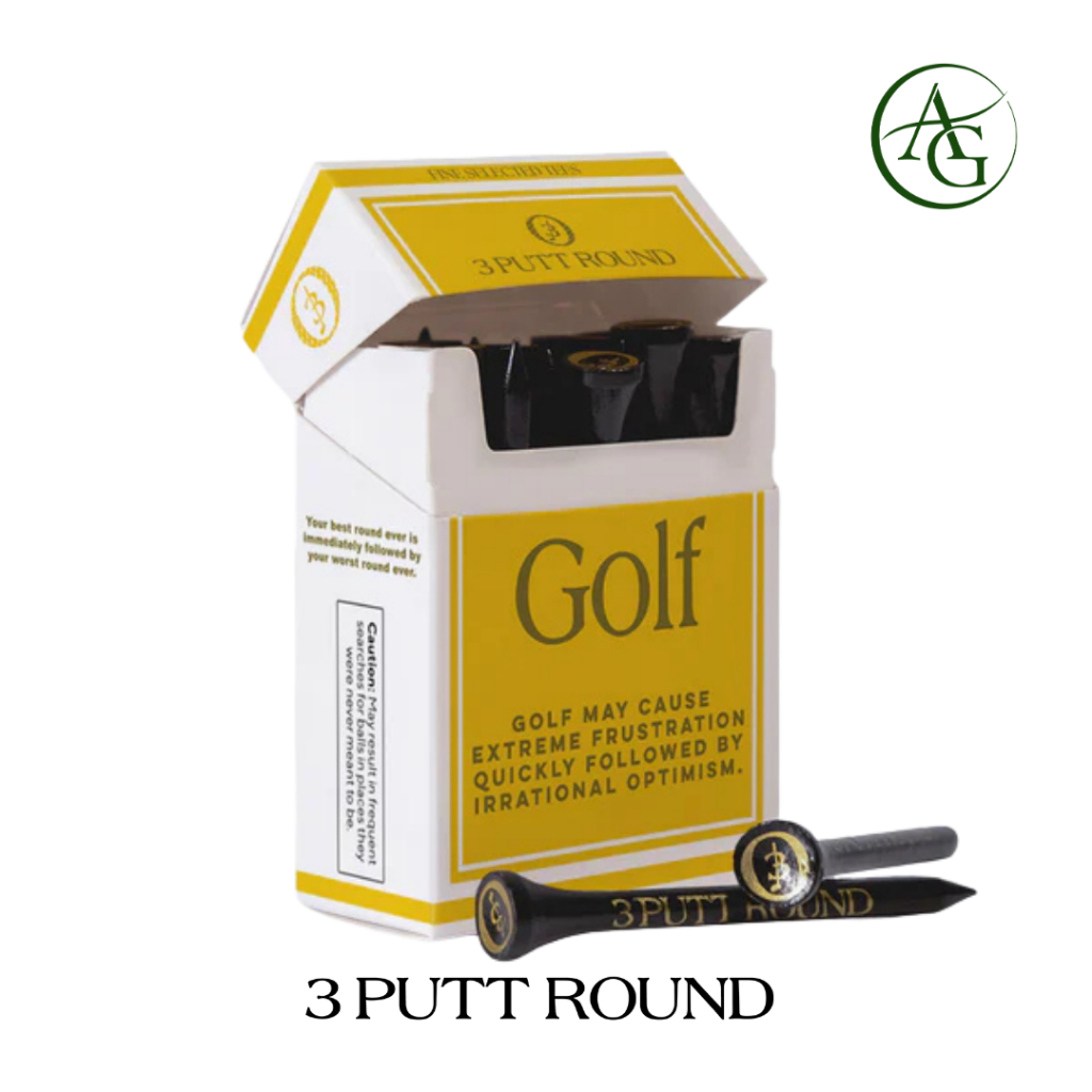 3PUTTROUND The Gold Golf Addiction Tee pack (สีทอง-ขาว) *New package