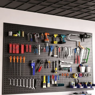 Pegboard Size XL (120x60 cm/80*60cm.) รวมตะขอ 20 อัน กระดานแขวนเครื่องมือ แผงแขวนเครื่องมือ ทำจากเหล็กทั้งแผ่น xd