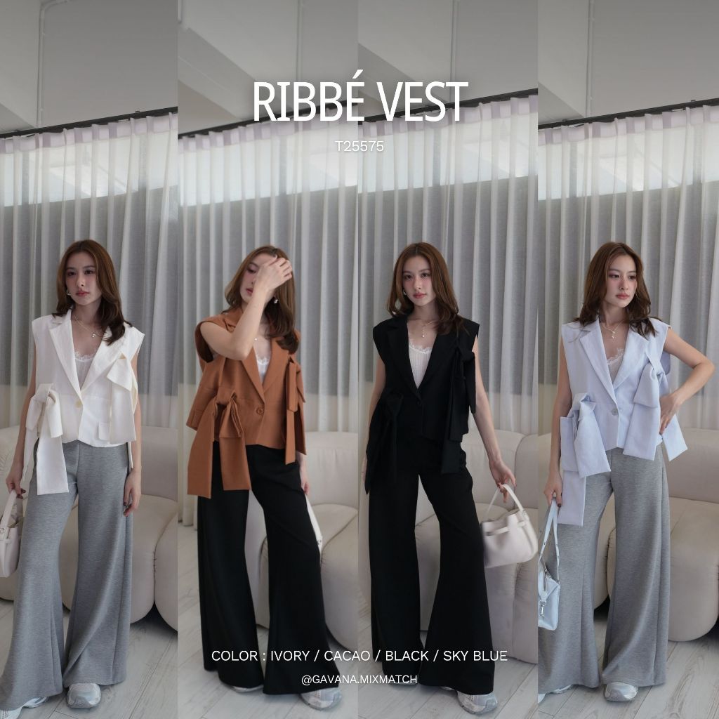 RIBBÉ VEST — เสื้อกั๊กแต่งโบว์ใหญ่ GAVANA#T25575