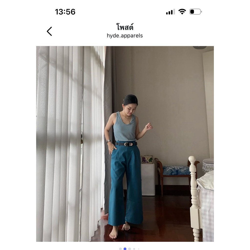 กางเกงลินิน size s สี ocean ร้าน hyde.apparels