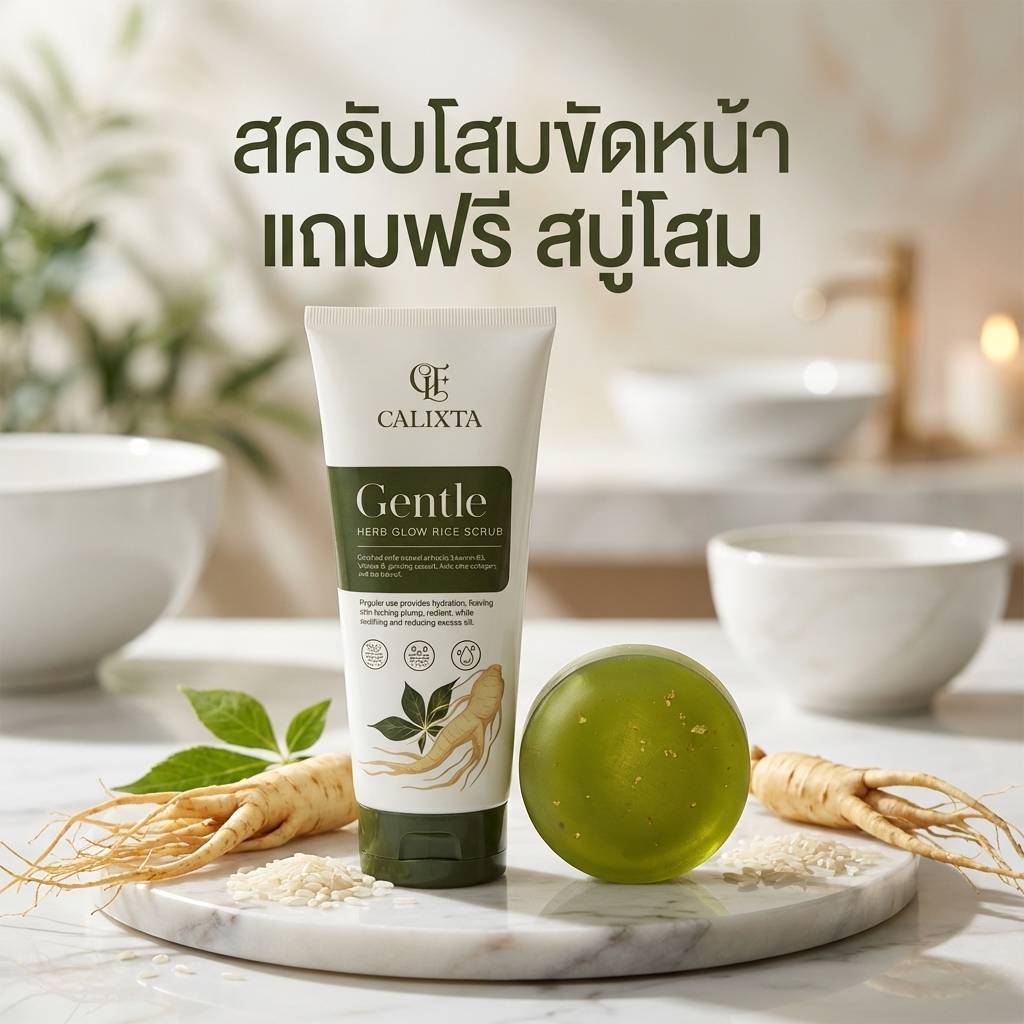 CALIXTA  สครับขัดหน้าโสม สูตรอ่อนโยน ผลัดเซลล์ผิว เผยผิวกระจ่างใส (150ml) รหัส CL3