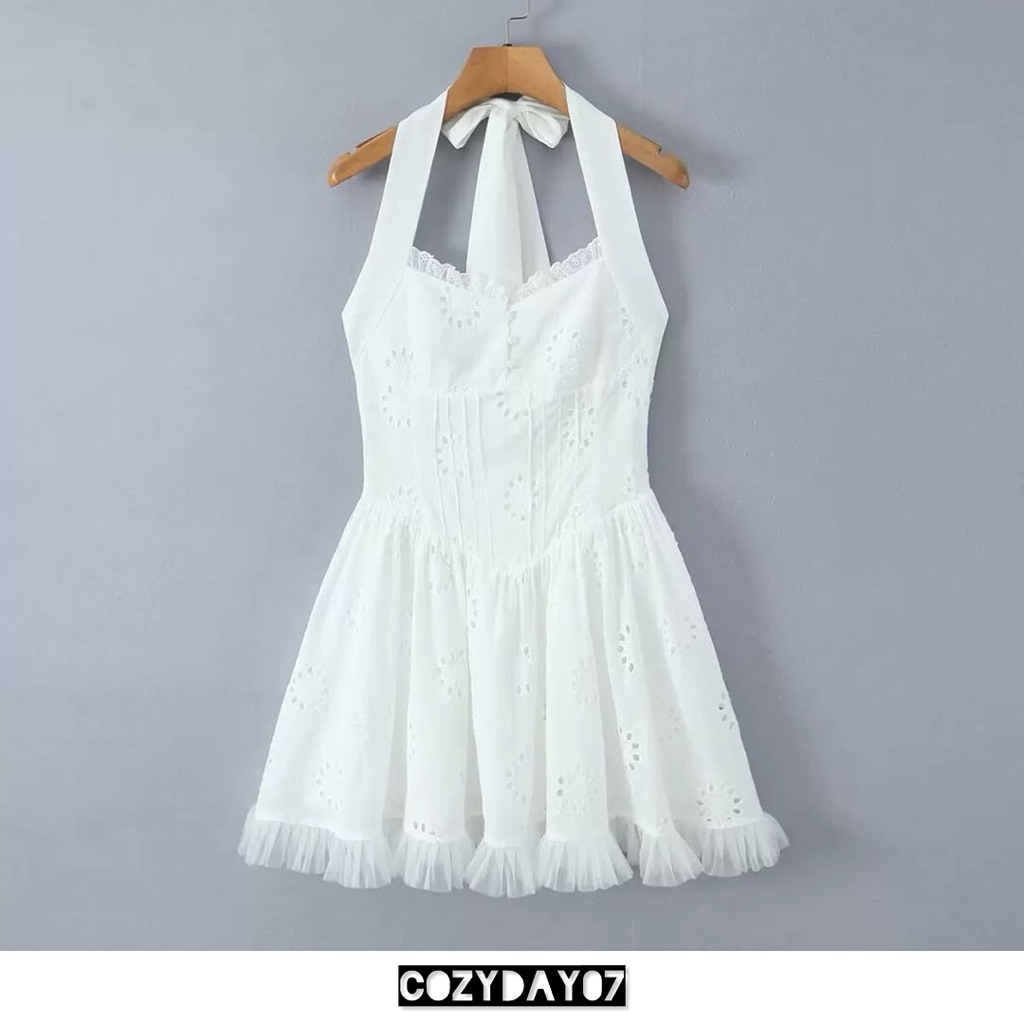 พร้อมส่ง | cozyday07 เดรสสั้นคล้องคอ