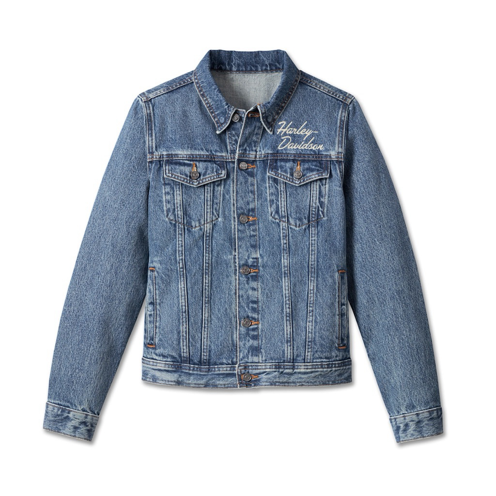 เสื้อแจ็คเก็ตยีนส์ผู้หญิง WOMEN'S ESSENTIAL BAR & SHIELD DENIM JACKET