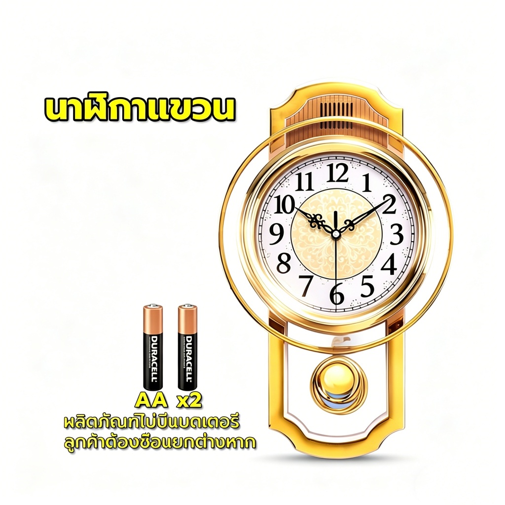 อัพเกรดใหม่นาฬิกาแขวนผนังยุโรปเงียบนาฬิกาแกว่งห้องนั่งเล่นชุดตกแต่งห้องนอนนาฬิกาเสียงเงียบลูกตุ้มนาฬิ⚡จัดส่งจากกรุงเทพฯ⚡