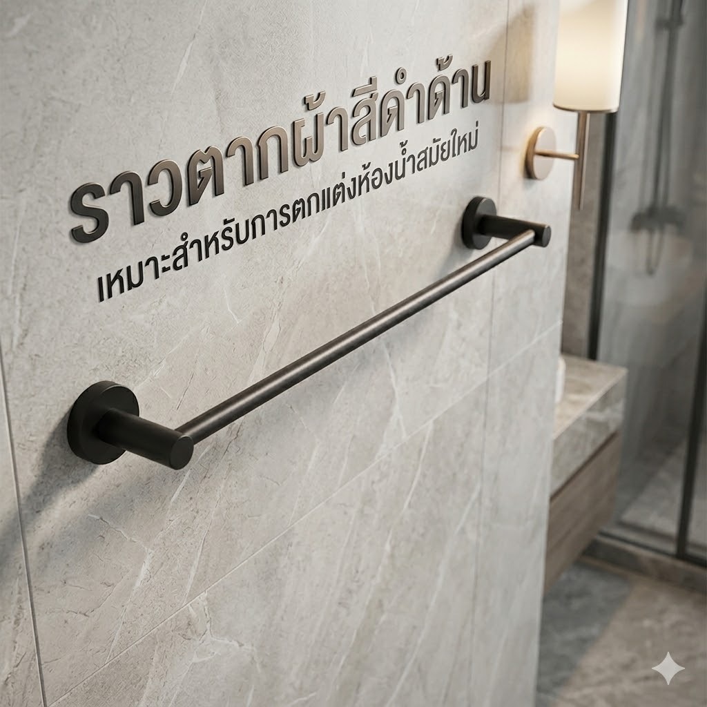 [ถูกมาก!] ราวผ้าสเเตนเลสสีดำด้าน  ราวเเขวนผ้าผนัง ราวผ้าติดผนัง เกรดอย่างดี ขนาด 60cm. 75cm.