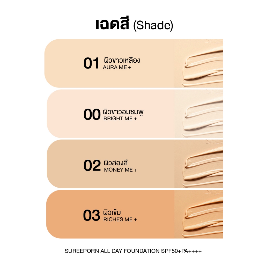 【 พร้อมส่ง】รองพื้นสุรีย์พร SUREEPORN ALL DAY FOUNDATION SPF 50 PA++++ 299 บาท(จากราคาปกติ 399 บาท) รูปที่ 4