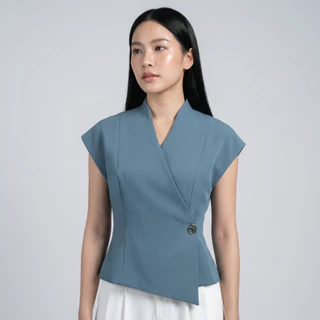 Friday Attire เสิ้อทบป้ายคอปีนเข้ารูปแต่งจี้ (Rosalin Top) (FT-092)
