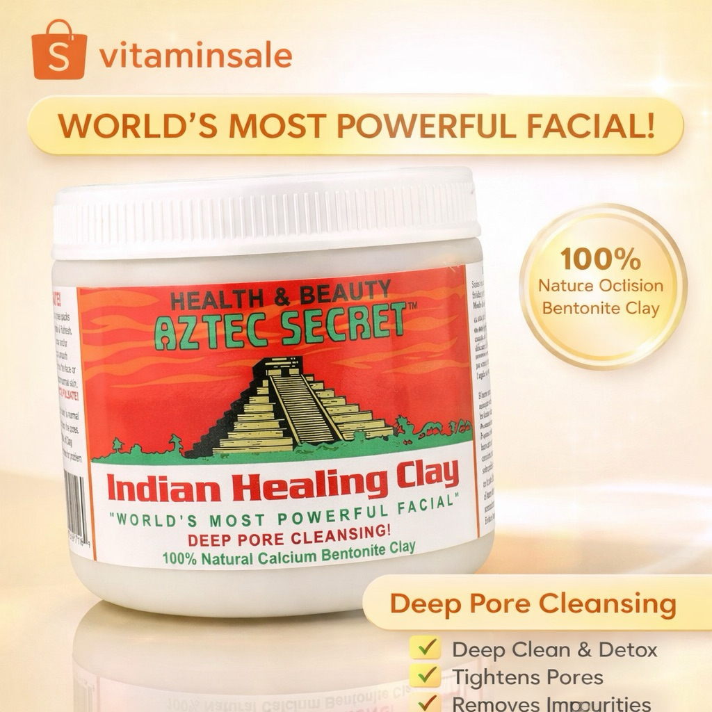 Aztec Secret Indian Healing Clay โคลนพอกหน้าเบนโทไนต์ 100% สูตรธรรมชาติ 454 กรัม