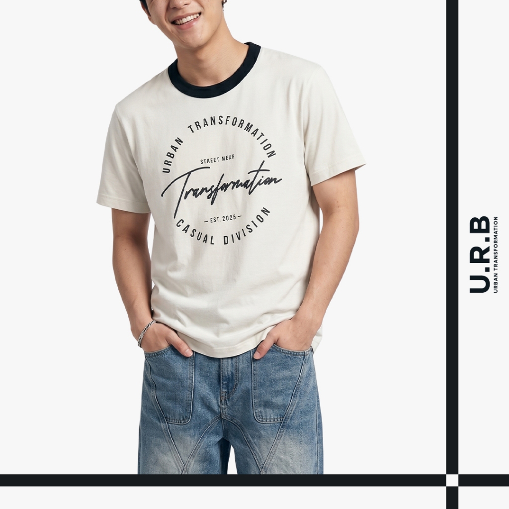 URBAN : MEN'S GRAPHIC TEE เสื้อยืดพิมพ์ลายผู้ชาย รุ่น 1UTMT5121 สี Soft Khaki - กากี