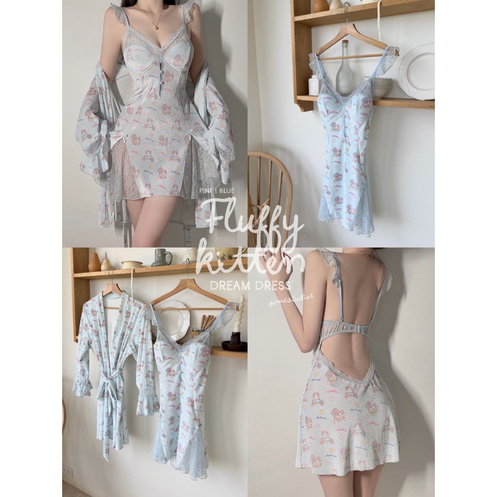 (พร้อมส่ง) 𝙁𝙡𝙪𝙛𝙛𝙮 𝙠𝙞𝙩𝙩𝙚𝙣 𝙙𝙧𝙚𝙖𝙢 𝙙𝙧𝙚𝙨𝙨
