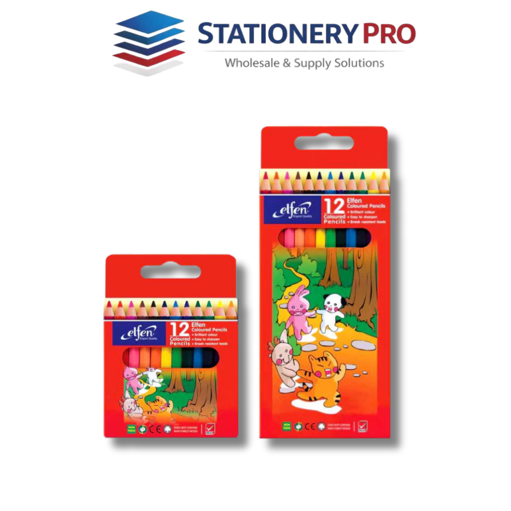 สีไม้ 12 สี ตราเอลเฟ่น (สั้น/ยาว) (จำนวน 1 กล่อง)