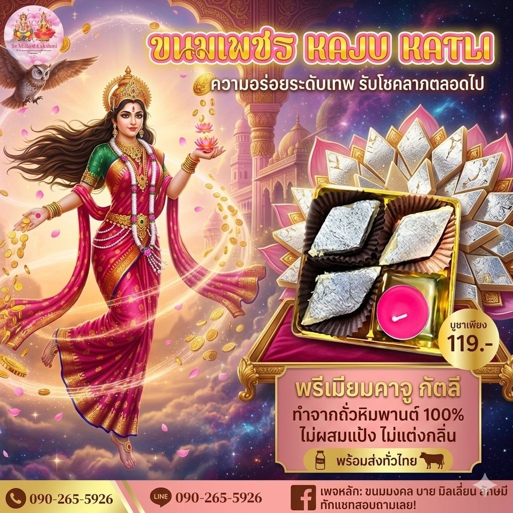ขนมเพชร Kaju katli ถวายขอพรพระแม่ลักษมี