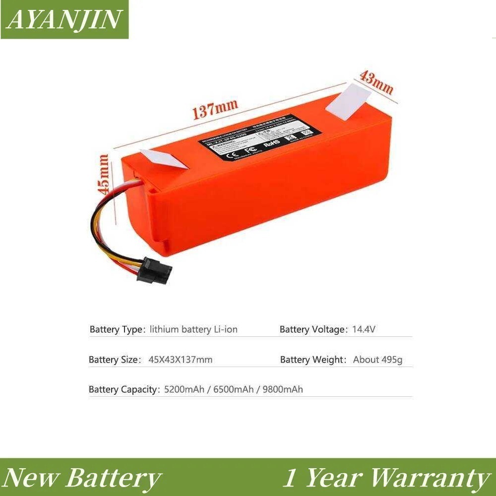 2026 Original XJT-2P4S-5200 Robotic Vacuum Cleaner Replacement Battery For Xiaomi Roborock S55 S60 S65 S50 S51 S5 MAX S6