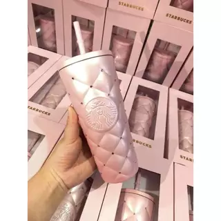 พร้อมส่ง[ด่วน] แก้วสแตนเลส316(1:1)ปั้มทุกจุดพิงค์เชอร์รี่สพรีเมี่ยม พร้อมกล่องและถุง แก้วเพชรของขวัญวันเกิด