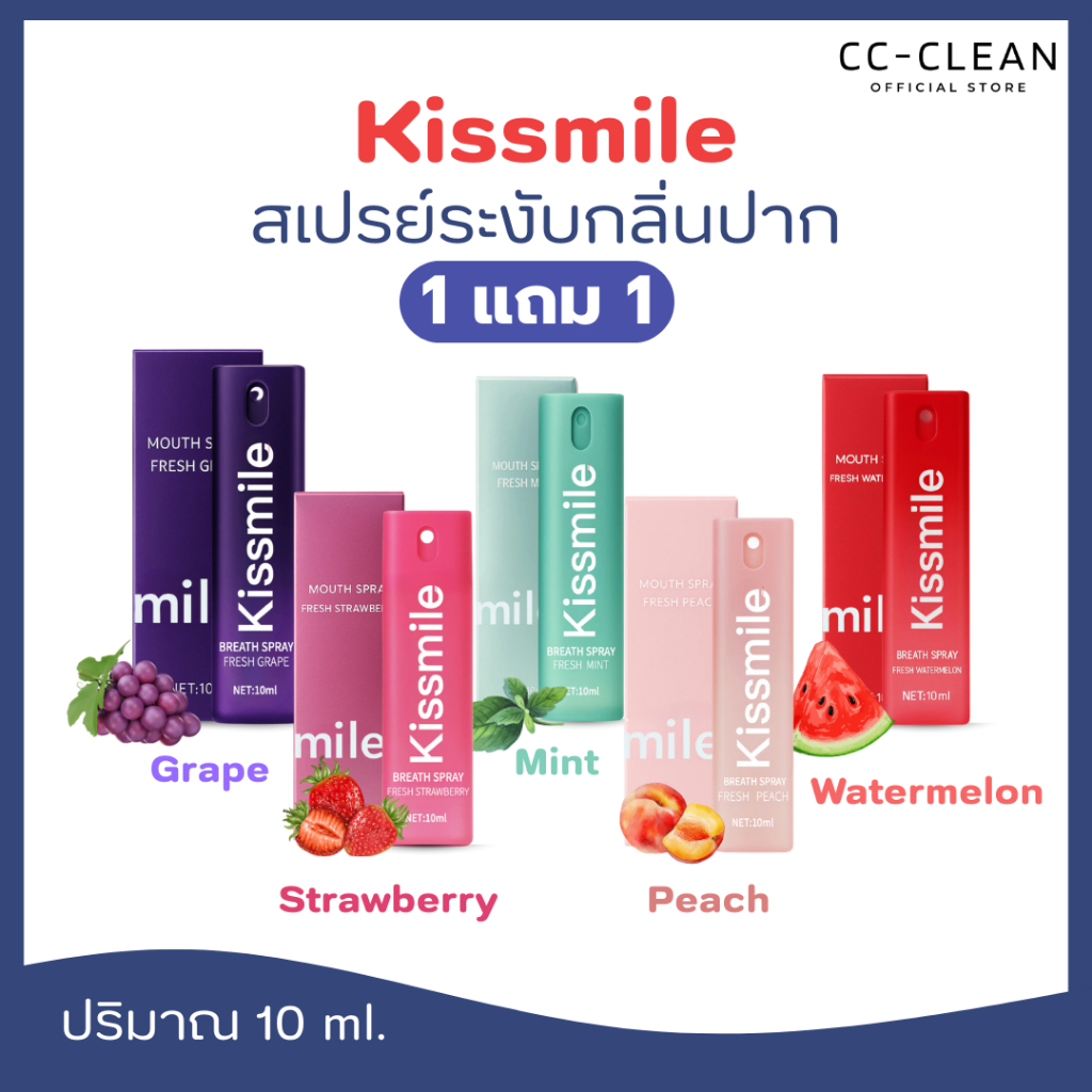 [โปร1แถม1] คิสสไมล์ KISSMILE สเปรย์ลดกลิ่น เพิ่มความสดชื่น ช่วยฟื้นฟูลมหายใจ  ใช้งานได้ทุกที่ทุกเวลา