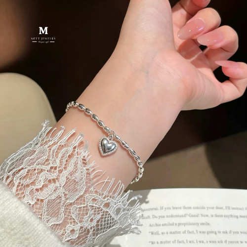 MEET พร้อมส่ง กำไลเงิน Rice grain กำไลเงินพร้อมจี้ สร้อยข้อมือปรับได้ กำไลแฟชั่น กำไลข้อมือเงินแท้ ราคา ถูกที่สุด ดีลบีเคเค แกลเลอรีภาพที่ 9