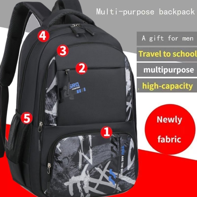 กระเป๋าเป้สีดำผู้ชาย แฟชั่น Backpack รุ่น JJ84 กระเป๋าเป้