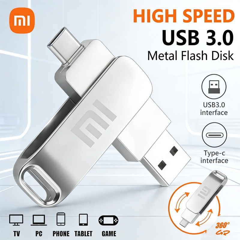 แฟลชไดร์ฟ Xiaomi OTG 3-in-1 2TB USB3.0 Type-C หมุน360° เก็บข้อมูลได้เยอะ