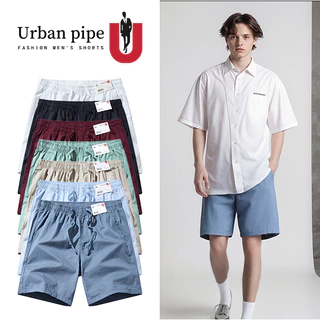 【ไซซ์28-40】URBAN PIPE กางเกงขาสั้นผ้าฝ้ายแท้ ผู้ชาย เอวยางยืด ความยาวถึงเข่า นุ่มระบายอากาศ 7212