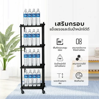 ชั้นวางของพลาสติก 3/4/5 ชั้น ชั้นวางของ อเนกประสงค์ ชั้นวางของมีล้อ ชั้นเก็บของในครัว สำหรับห้องน้ำ ห้องนอน ประหยัด