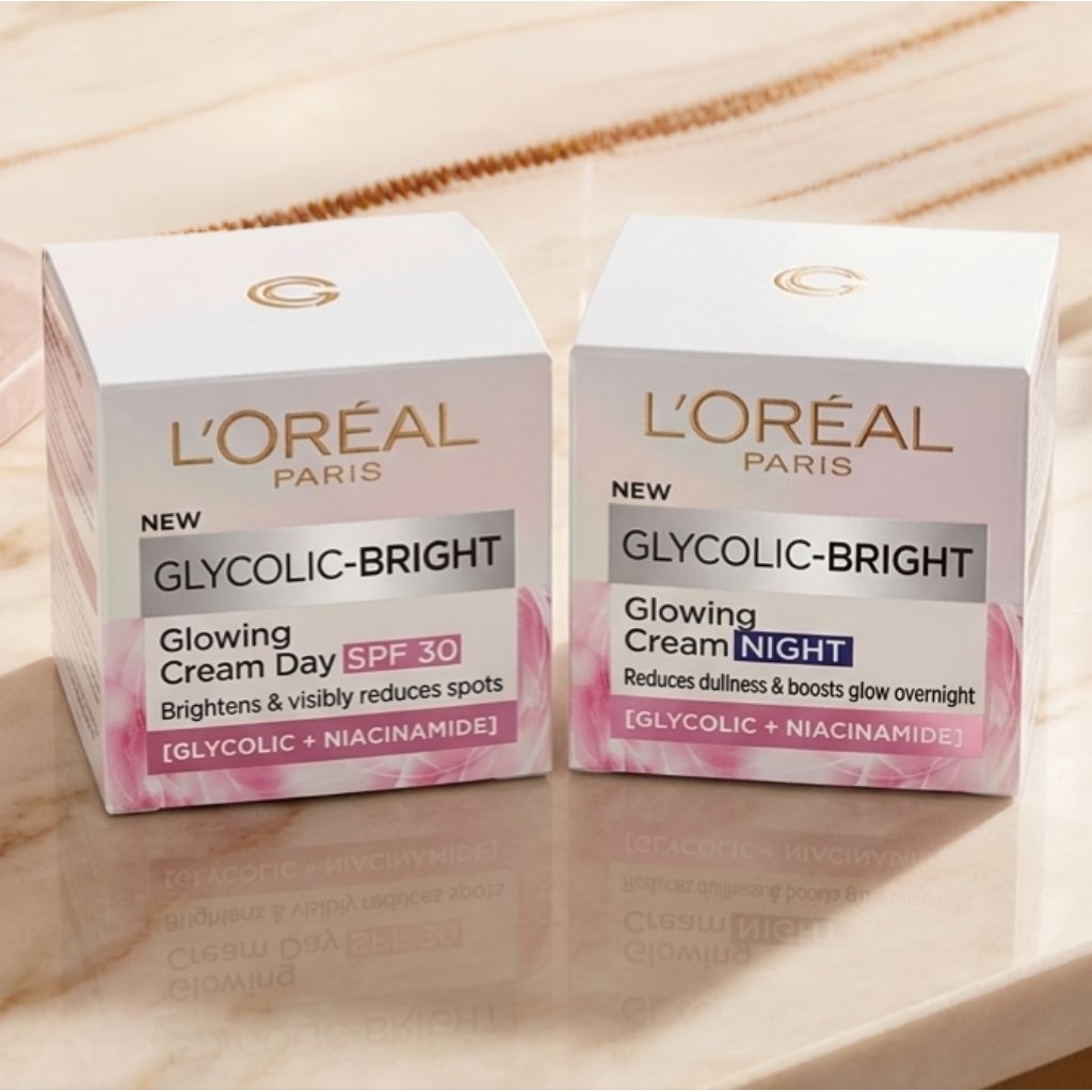 LOREAL GLYCOLIC-BRIGHT Glowing Cream ลอรีอัล เดย์ครีม&ไนท์ครีม 50ml ✨️EXP 2028 สินค้าของแท้จาก SHOP
