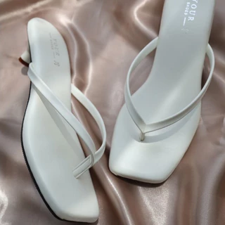 YOURSHOES Z17 (เท้าอวบ เท้ายาว +1ไซส์*) / รองเท้าส้นสูง 1นิ้ว รองเท้าหูหนีบ รองเท้าหนังนิ่ม