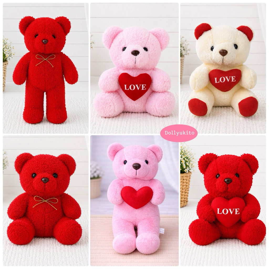 ❤️ ตุ๊กตาหมีแดงหมีหัวใจหมีวาเลนไทน์ขนนุ่มคุณภาพดีราคาถูกมีเก็บเงินปลายทาง