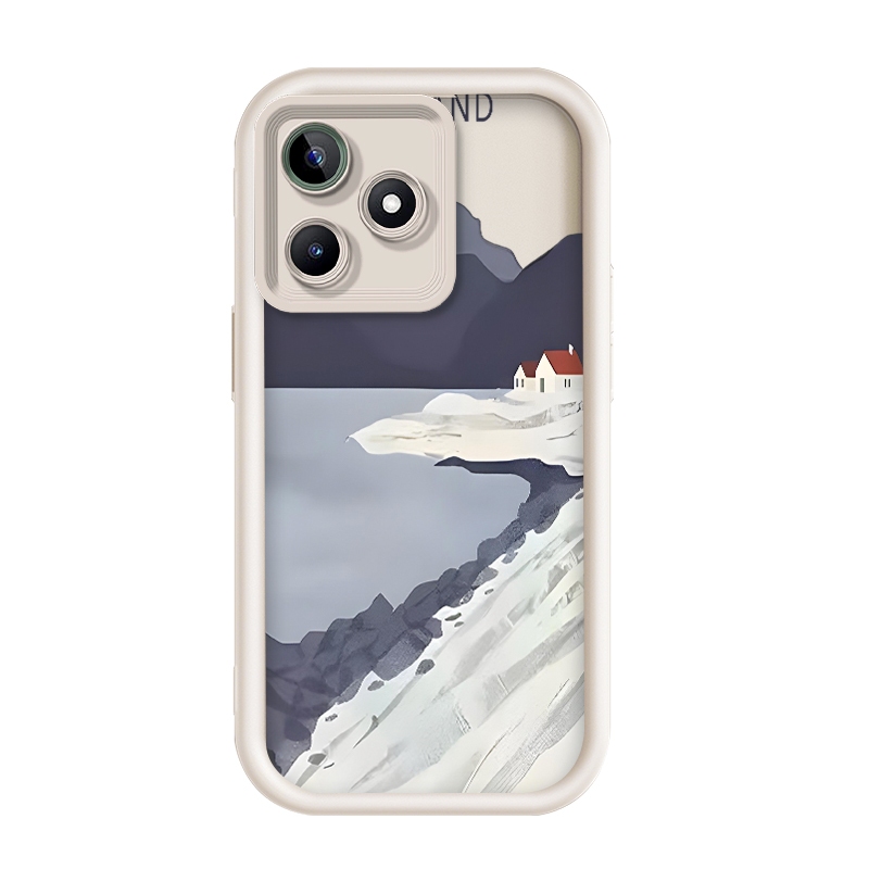 เข้ากันได้ Realme C53/Realme C51/Realme C51s-4G,ง่าย Iceland Flat Art Illustration กรณีโทรศัพท์ป้องก