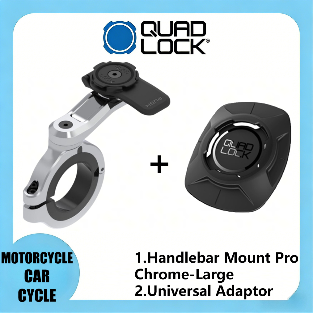 Quad Lock Kit Builder รถจักรยานยนต์โทรศัพท์ติดตั้ง Handlebar ติดตั้ง PRO Chrome-ขนาดใหญ่และสากล Adap