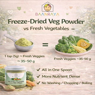 🌱🎃ผักรวม 5 ชนิด🌽🥬🥕100% ผงผักเด็ก 6M+ ฟรีซดราย ❄️ไฟเบอร์สูง | Mixed 5 Veg Powder Baby Food Baan Raya