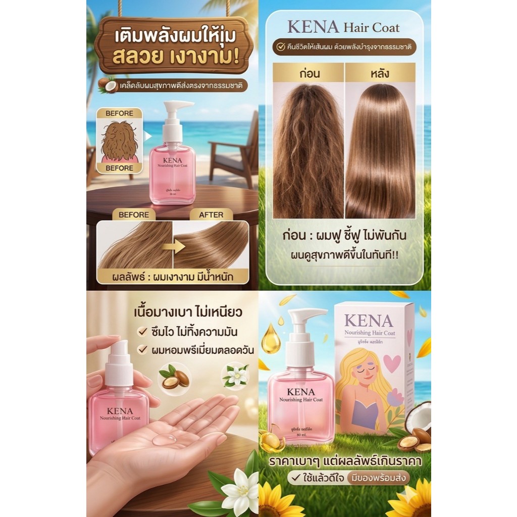 KENA นูริชชิ่ง แฮร์โค้ท บำรุงผมเสียขาดหลุดร่วง....พร้มส่ง