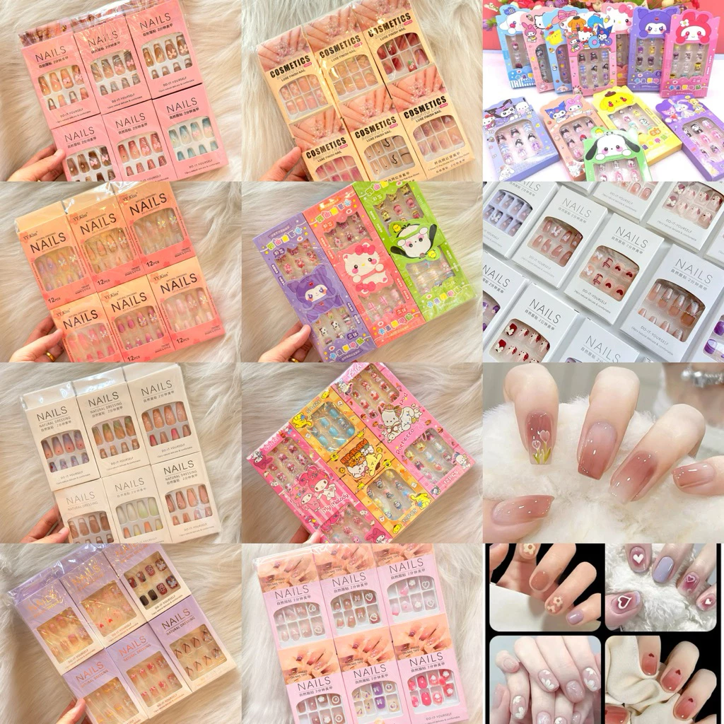 เล็บปลอมเจลแท้ ขายยกโหล (12 กล่อง) แถมสติกเกอร์ติดเล็บ ติดง่าย