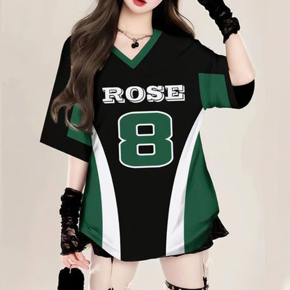 เสื้อบาสเกตบอลผู้หญิง oversize เสื้อผ้าสาวอวบไซส์ใหญ่ ทรงหลวมสไตล์เกาหลี เสื้อยืดกีฬาแฟชั่นมาใหม่ สกรีนเเบบวินเเทจฮิปฮอป