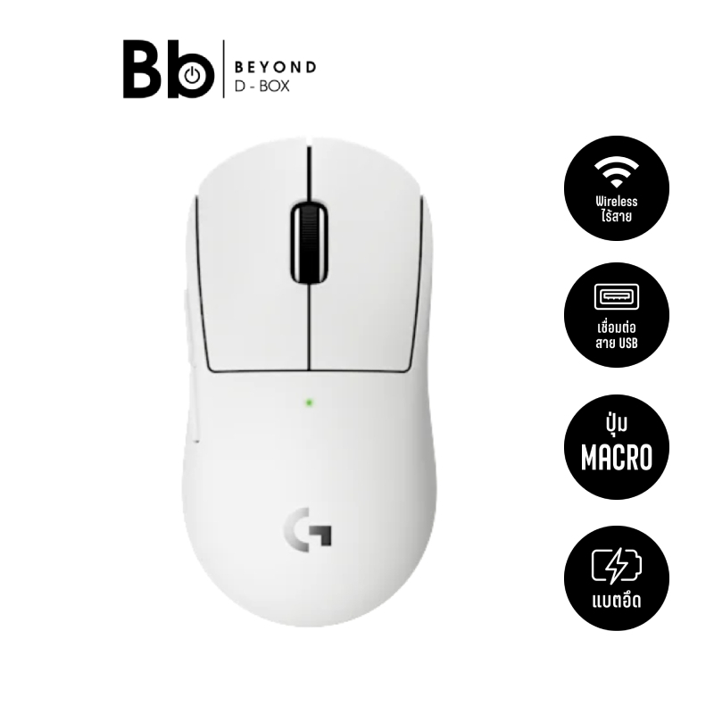 เมาส์เกมมิ่ง Logitech GPro X SUPERLIGHT 2Com-W White by BB Beyond D-Box