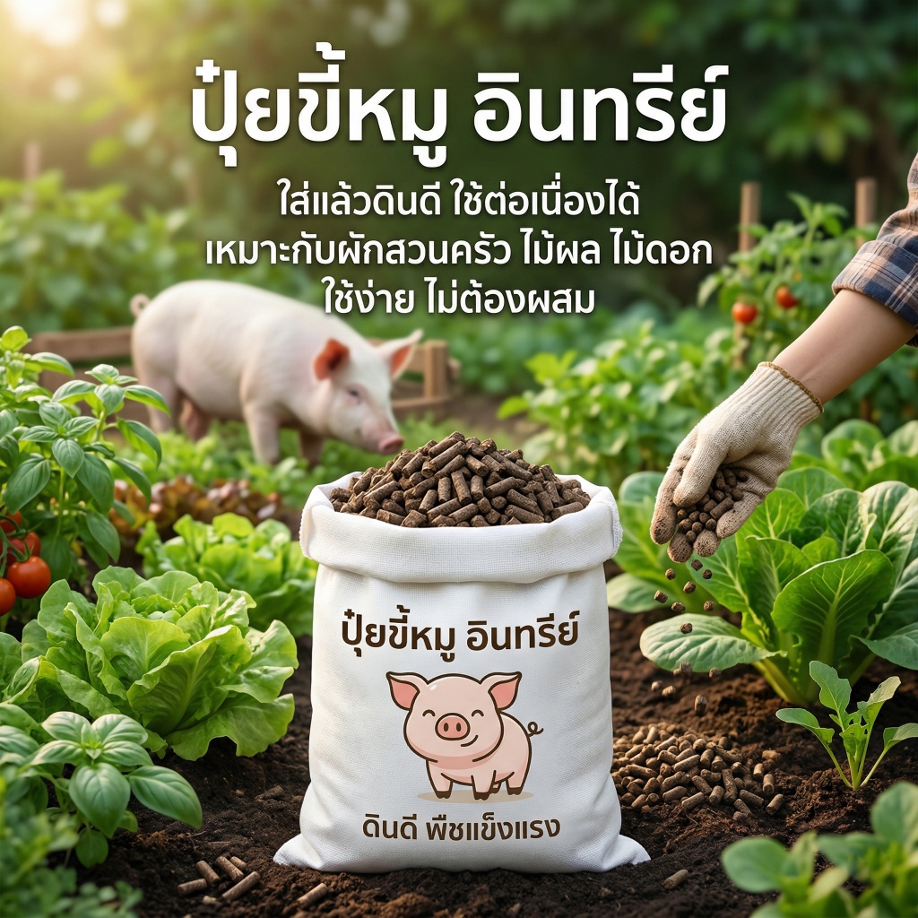 ปุ๋ยขี้หมูอัดเม็ด ปุ๋ยอินทรีย์คุณภาพสูง ปลูกผัก ไม้ผล ได้ผลดี ขนาด 2 กก.