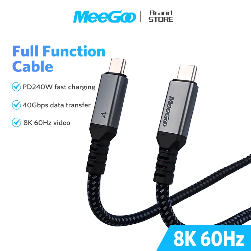 MEEGOO สายชาร์จ Type-C ถึง Type-C รองรับ PD ชาร์จเร็ว 240W USB4.0โอนถ่ายข้อมูล 80Gbps