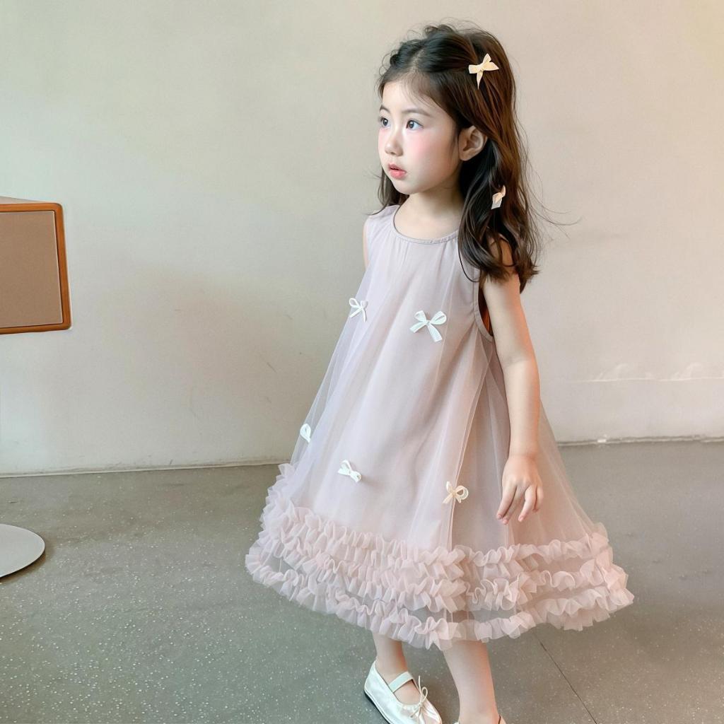 PRINCESS KESLI ดรสเด็กผู้หญิง ชุดราตรีเด็กหญิง ชุดเดรสกระโปรง แขนกุด สำหรับวันเกิด ปาร์ตี้ น่ารักมาก 1-9 ปี รูปที่ 5