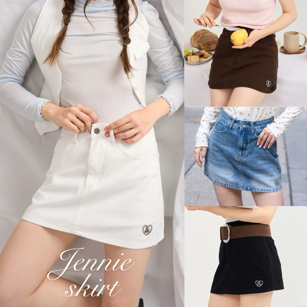 (4สี S-8XL)Jennie Denim Skirt กระโปรงยีนส์เอวสูง ห้ามเผื่อไซส์ รุ่น SK05 - Mesave