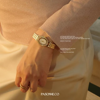 pasonne.co นาฬิกาข้อมือ รุ่น montra หน้าปัดวงรี สีทองทั้งตัวเรือน