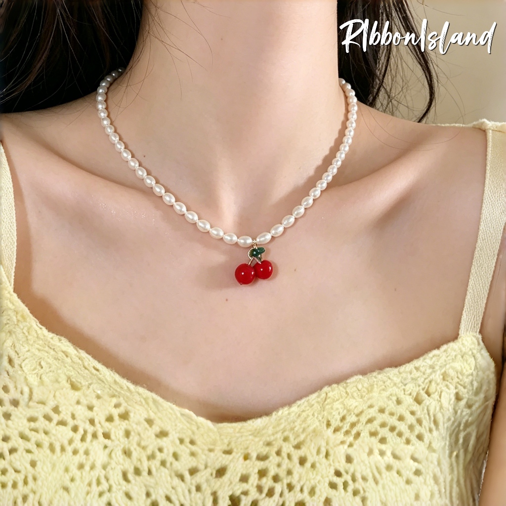 สร้อยคอ necklace  สไตล์เกาหลี ins ไข่มุก ลูกปัด cherry ใหม่ แฟชั่น น่ารัก มินิมอล ส่งเร็ว COD