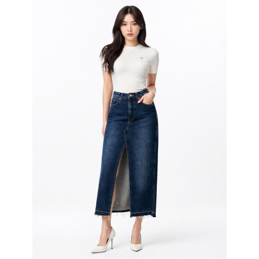 Wrangler กระโปรงผู้หญิง คอลเลคชั่น Everyday with Wrangler รุ่น WR S125WSKIN19 สียีนส์เข้ม