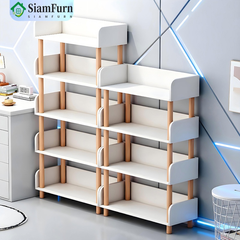ชั้นวางหนังสือ Shelves ผลิตจากไม้เเท้ ชั้นวางของใส่ของ ชั้นเก็บของอเนกประสงค์ มีรั้วกั้น เเข็งเเรงทนทาน